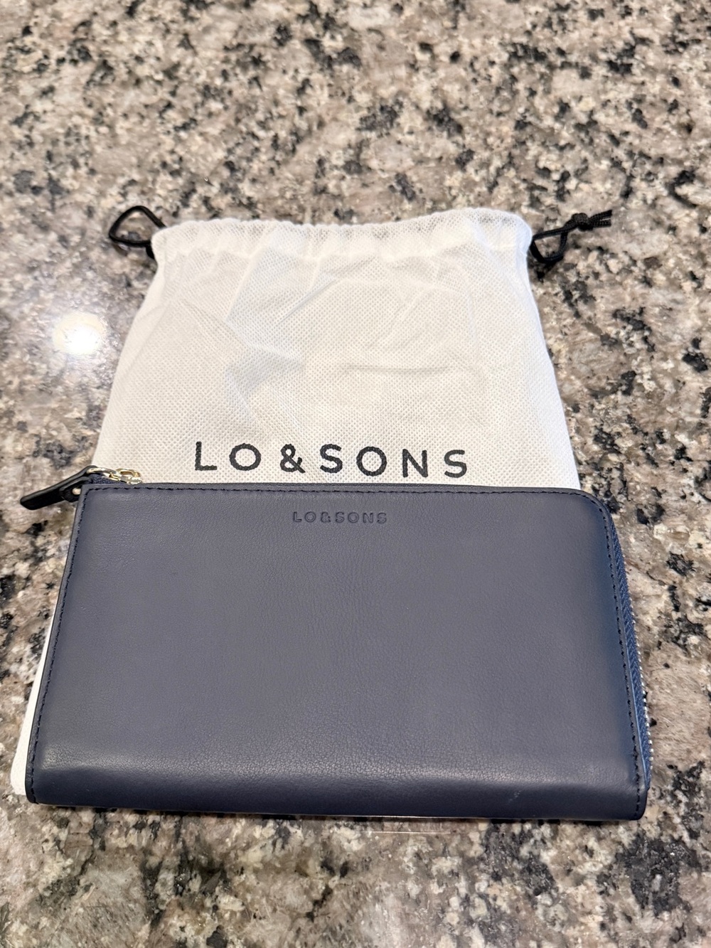 Lo & Sons Nappa Leather Navy Zip Wallet